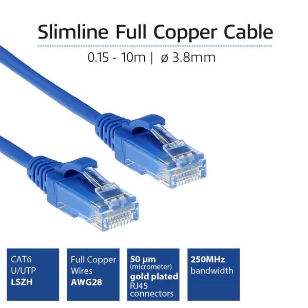 ACT CAT6A U-UTP Patch Cable 1m Blue - Image 2