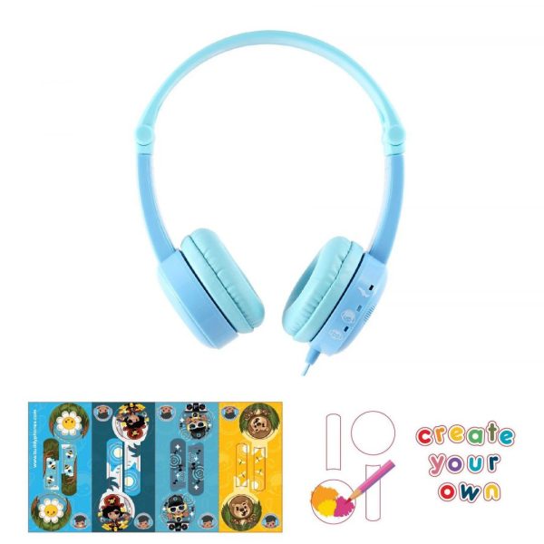 BuddyPhones Travel Headset for Kids Travel Light Blue - Image 4