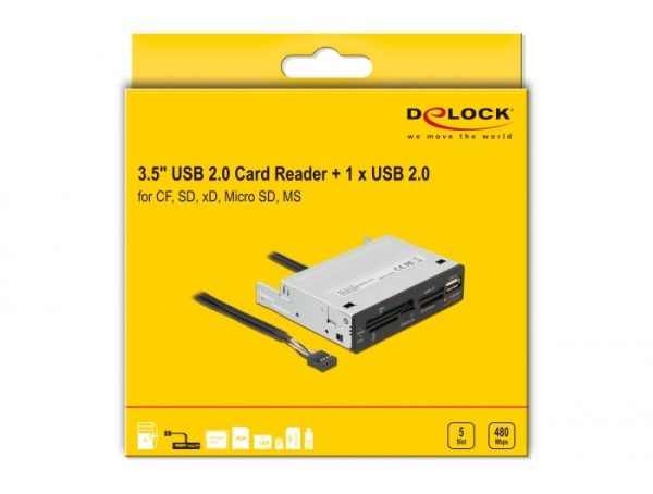 DeLock 3,5 USB 2.0 5 Slot + 1 x USB 2.0 Typ-A Card Reader Black - Image 5