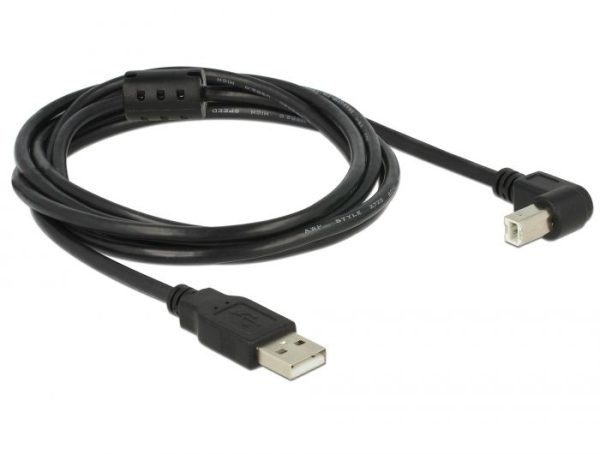 DeLock USB 2.0 Type-A male > USB 2.0 Type-B male angled 2m Kábel Fekete - Image 2