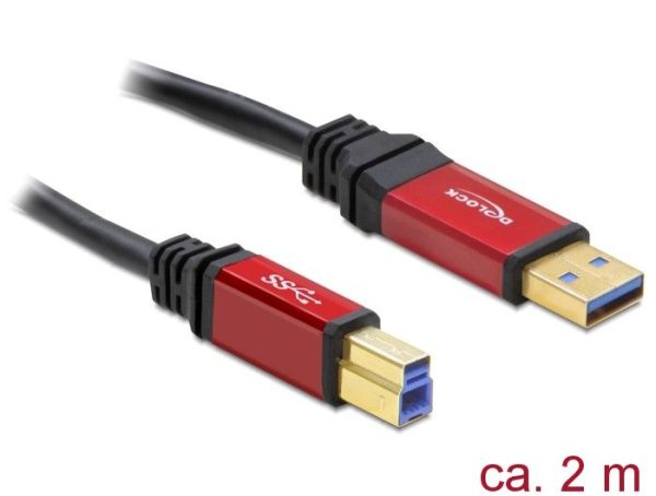 DeLock USB 3.0 Type-A male > USB 3.0 Type-B male Premium Kábel 2m Fekete