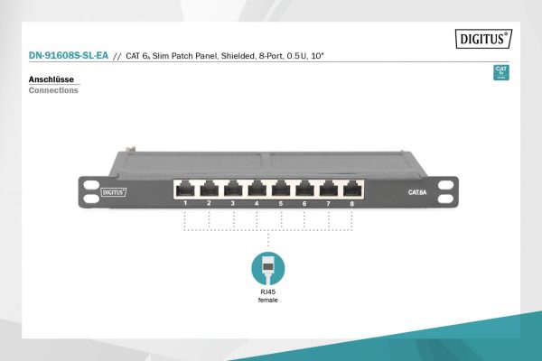 Digitus 8-port Patch Panel 0,5U Black - Image 6