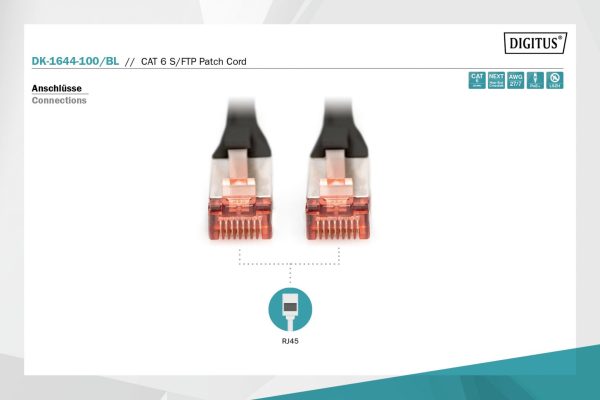 Digitus CAT6 S-FTP Patch Cable 10m Black - Image 4