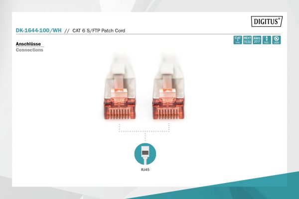 Digitus CAT6 S-FTP Patch Cable 10m White - Image 3