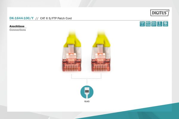 Digitus CAT6 S-FTP Patch Cable 10m Yellow - Image 4