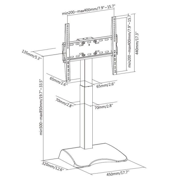 EQuip 32"-65" Motorized TV Tabletop Stand Black - Image 3