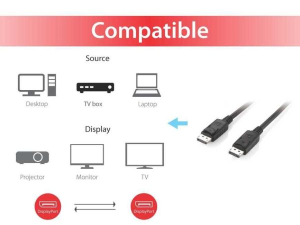 EQuip DisplayPort 1.2 Kábel 10m 4K/60Hz Fekete - Image 3