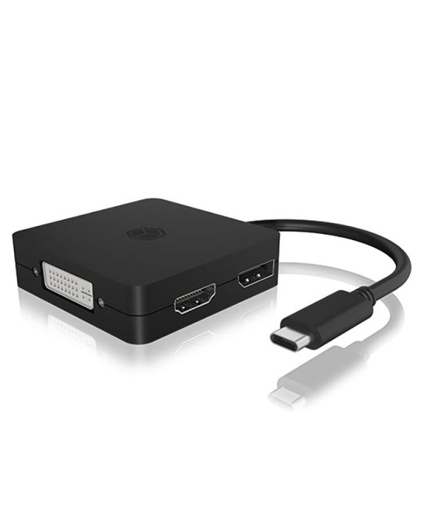 Raidsonic IcyBox IB-DK1104 4-in-1 USB Type-C video adapter Black