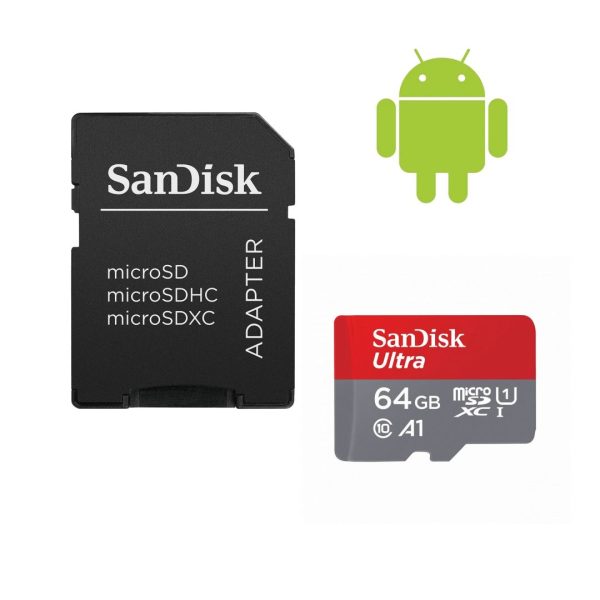 Sandisk 64GB microSDHC Ultra Class 10 UHS-I A1 (Android) + adapterrel