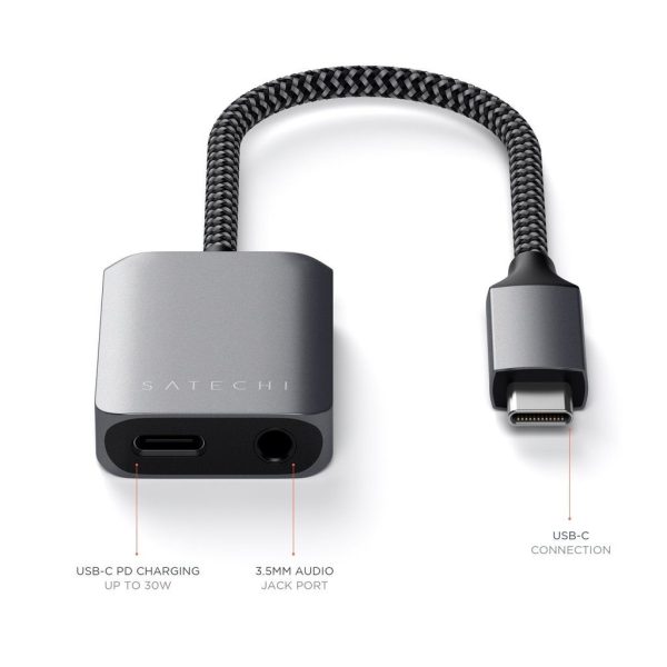 Satechi USB-C to 3.5mm Audio & PD Adapter Space Grey - Image 2