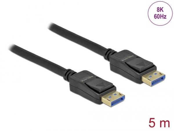 DeLock DisplayPort Kábel 8K 60 Hz 40 Gbps 5m Fekete